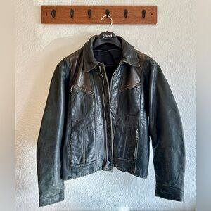 1970s Leather Schott Motorcycle Jacket Vintage Brown